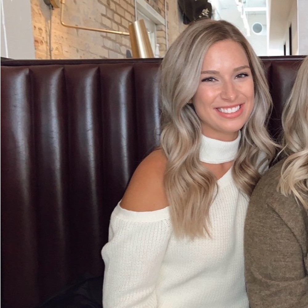 ASOS Cream Off-Shoulder Mock Neck Knit Sweater